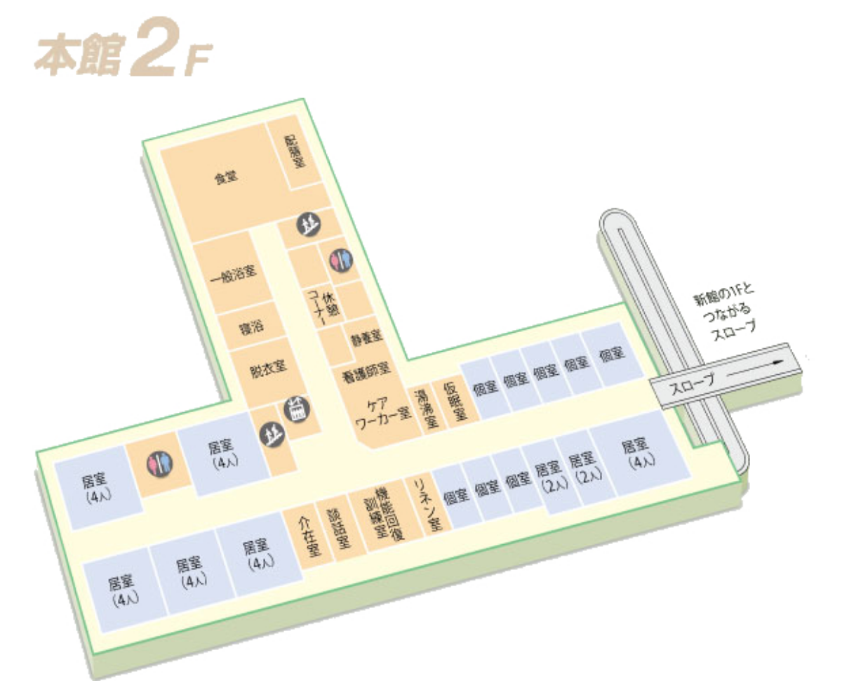 優悠邑の本館２階マップ